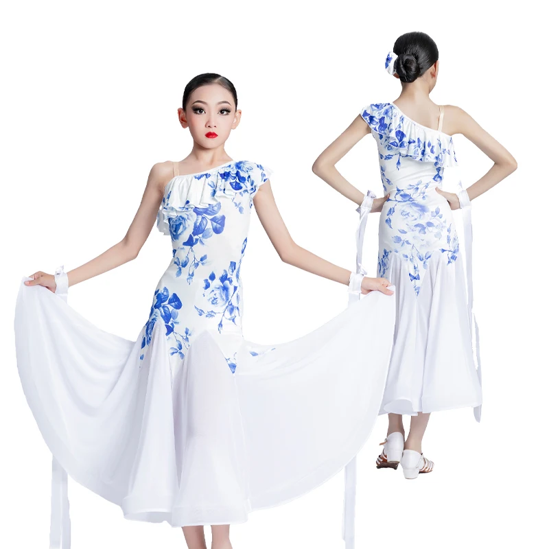 

Children Modern Dance Dress Latin Dance Costumes Girls Ruffles Latin Dance Dress Kids Ballroom Dance Competion Dress SL6995