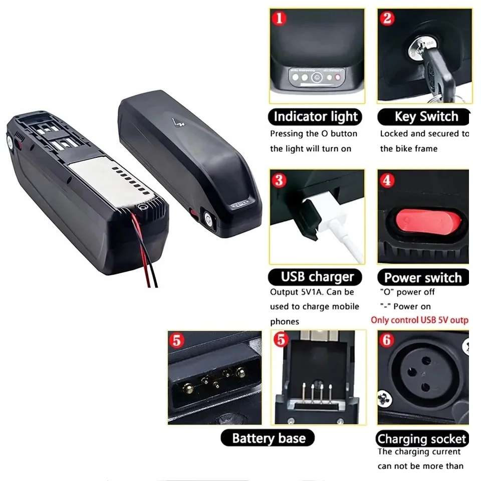 Batteria Hailong G80 48V 20AH Per Bici Elettrica Con Caricatore 54,6V 3A – BMS 40A, 55-65 Km, Per Motori 50-1500W