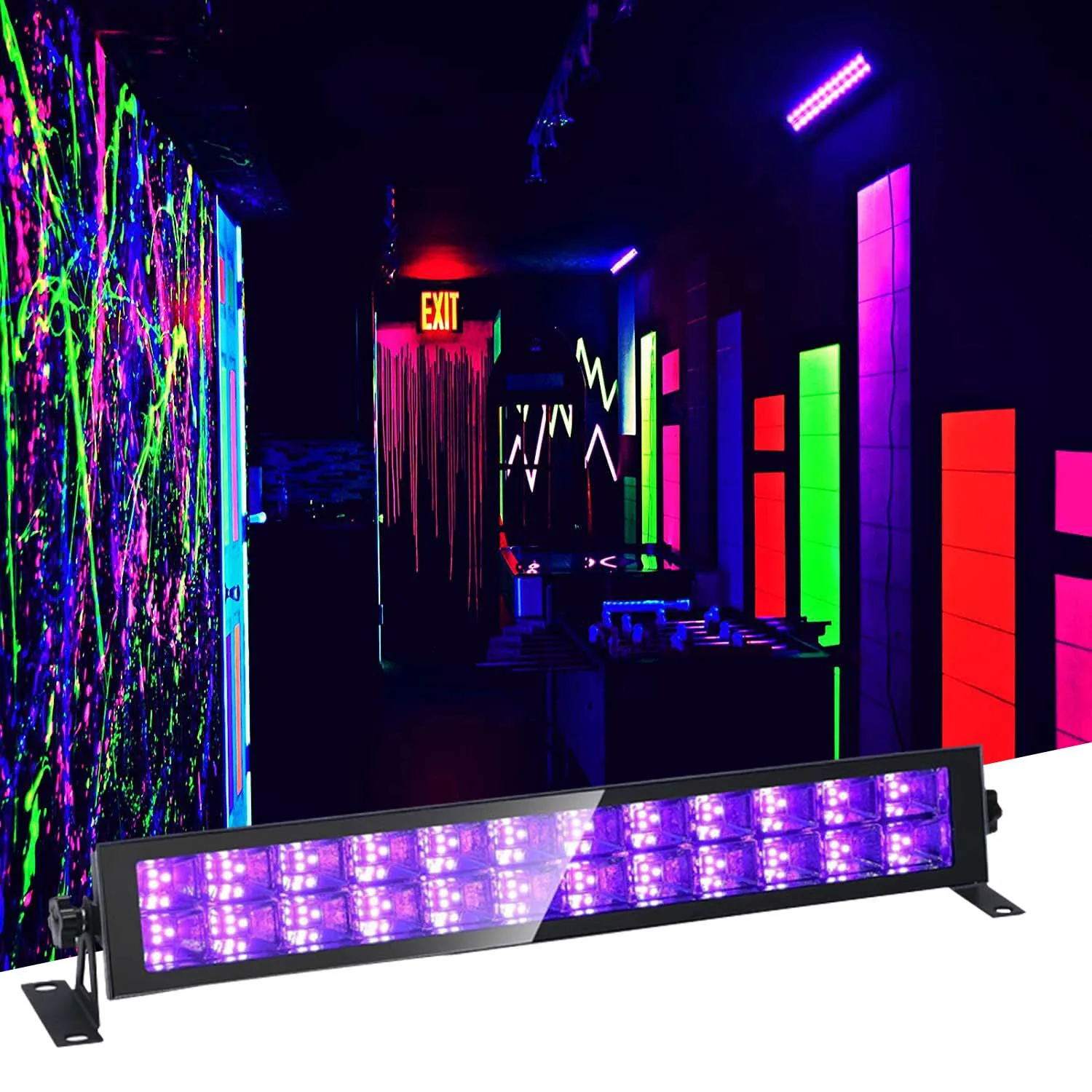 120W UV 395nm 월워셔 블랙라이트 LED 바 할로윈 형광 디스코 조명 DJ용 자외선 램프 글로우 파티 조명