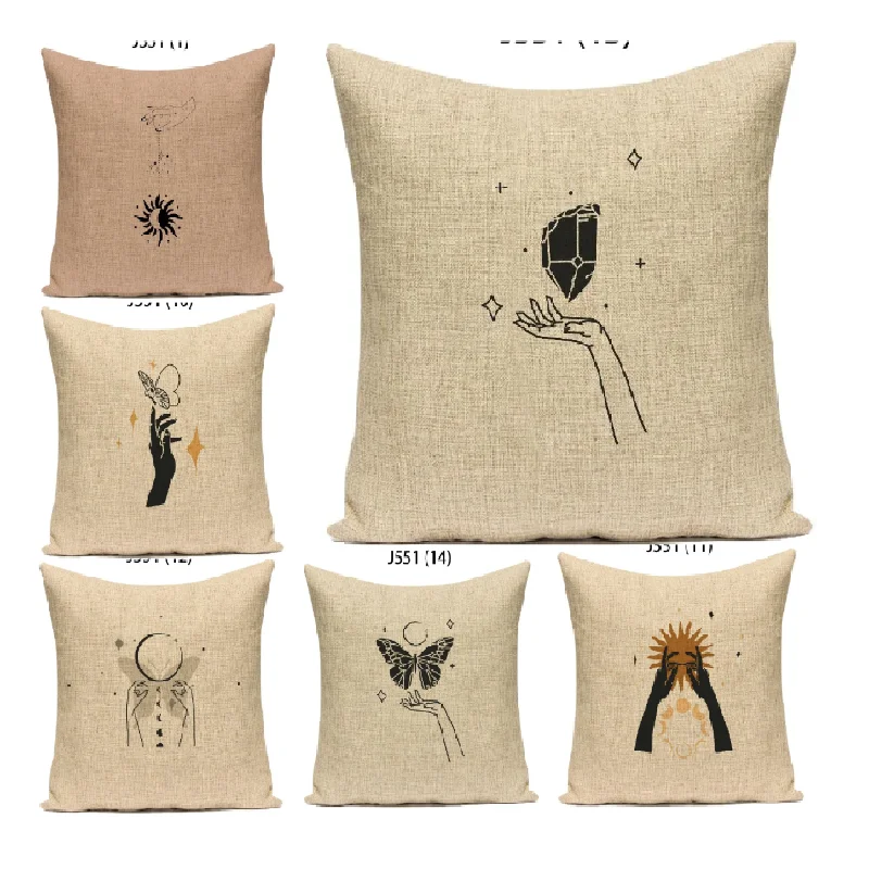 

Velvet Cushion Cover Hand Print Art Polyester Linen Material Decorative Cushions Sofa Simple Nordic Modern Home Decoration E2472