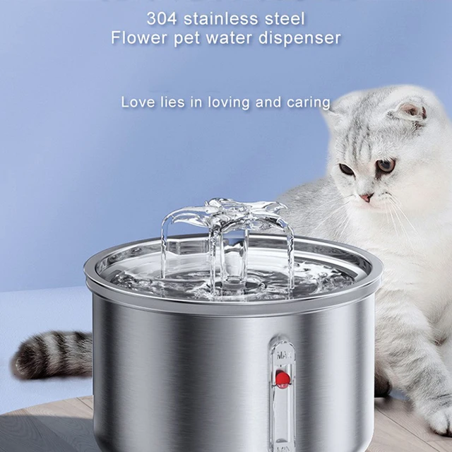 New Cat Water Dispenser Stainless Steel Automatic Recirculating Filtration Watchable Water Level Pet Water Feeder New Cat Water Dispenser Stainless Steel Automatic Recirculating Filtration Watchable Water Level Pet Water Feeder