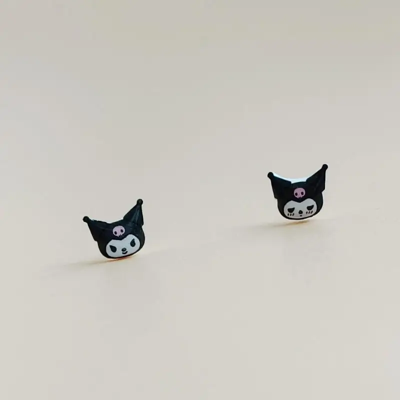 

Kawaii Sanriod Hello Kitty Kuromi My Melody Cinnamoroll Simple Shrink Stud Earrings Student Gift Jewelry Earrings Toys for Girls