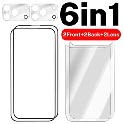 Premium 6 - in - 1 Front and Back Tempered Glass Set with HD Camera Lens Protection - Anti - Scratch Screen Guard - iPhone 17 Pro Max (6in1 Glass)