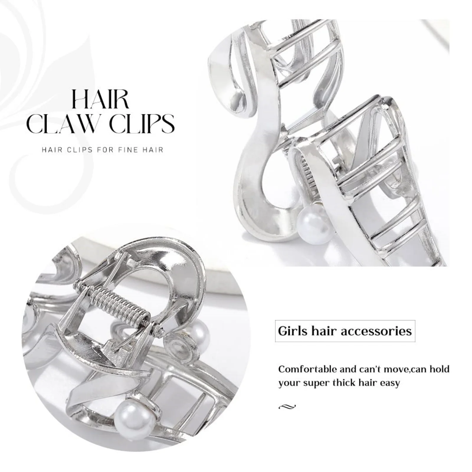 1PC Gold and Silver S - Shaped Hair Clamps, Pearl - Accented Hair Accessories, Trendy Clips for Women's Updo Hairstyles