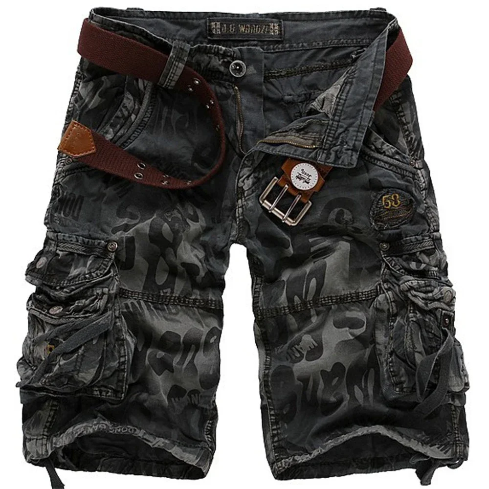 Summer Men's Casual Shorts Fashion Camouflage Multi-pocket Zipper Loose Military Combat Work Shorts Breathable Five Pants 3