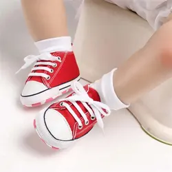 Meckior Classic Star Canvas Sneakers: Anti-Slip First Walker Shoes for Newborns and Toddlers (Red)