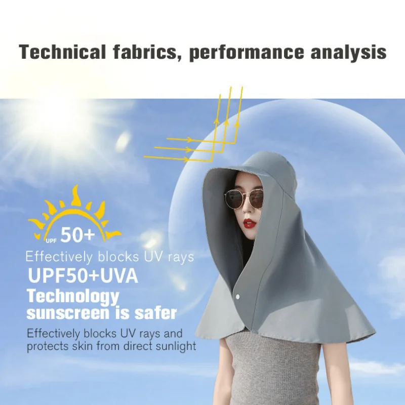 Fashion ladies uv protection bucket hat Portable Neck Guard Shawl Sun Hat  Face-covering Beach Hats Sunscreen Surprise Gift