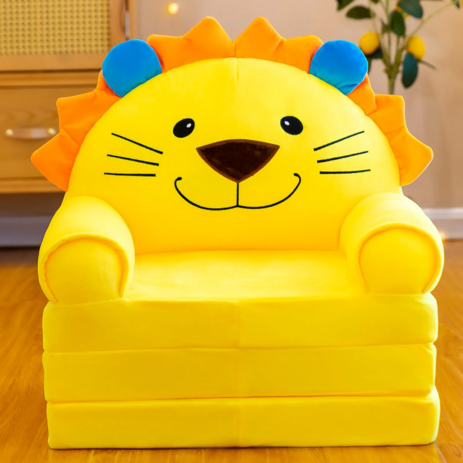 Plush Soft Stuffed Animals Fold Sofa Cover Kids Backrest Armchair Soft Cute Lazy Sofa Bed Children For Baby Kids Birthday Gift