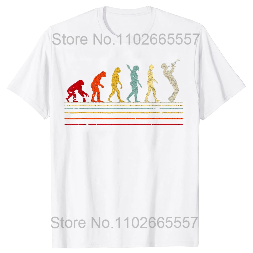 Retro Jazz Music Evolution Trumpet T Shirts Graphic Cotton Streetwear Short Sleeve Trumpeter Gift Summer T-shirt Mens Clothing