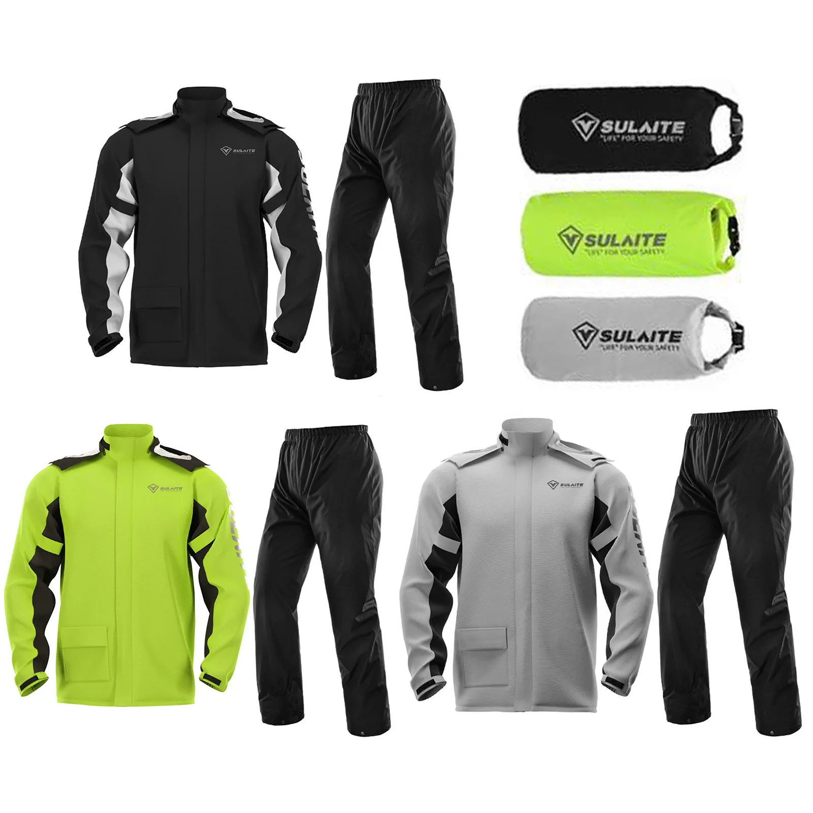 Motorcycle Raincoat Suit Men Jacket Coat Waterproof Full-body Raincoat+Rain Pant Biker Off-road Motorcyclist Rider Raincover Set