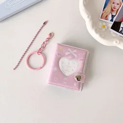 Butterfly Love Heart Mini Photo Album Keychain with Snap Closure (Pink)