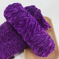 Luxurious Chenille Soft Velvet Yarn for Knitting and Crochet Projects (Deep purple)