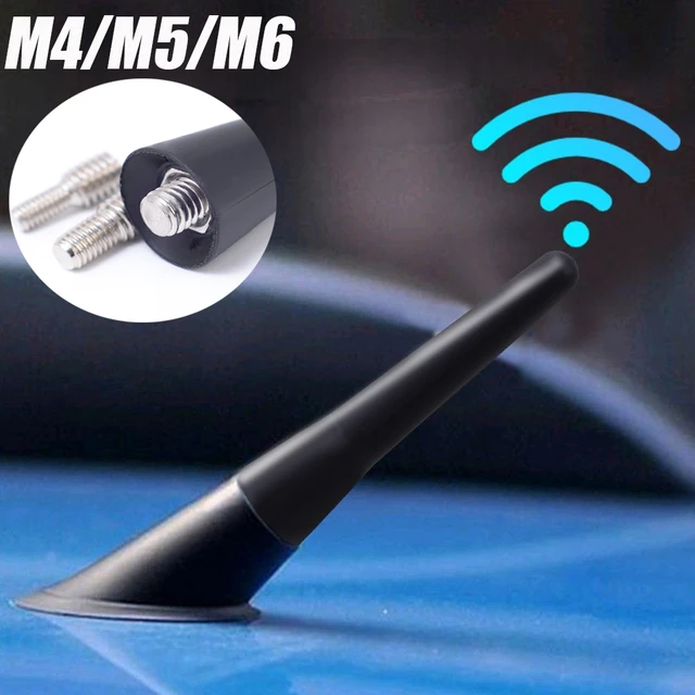 Mini Antenne Voiture Universelle 16CM à vis ALUMINIUM Vrai Réception Radio  AM-FM-DAB