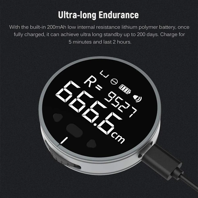 DUKA ATuMan Little Q Electronic Ruler 8 in 1 Range Finder Digital Tape Measure Mini Rolling Measuring Tool Flat Curved Tape Measure Measuring Tape Measuring Ruler