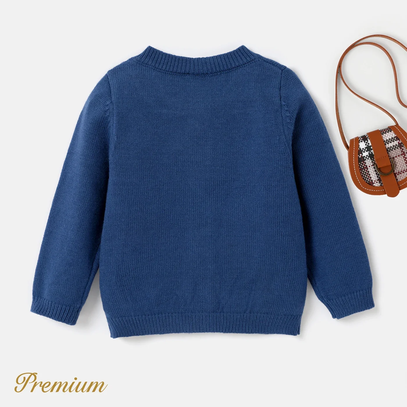 Knit Sweater PatPat Medium Thick School Style Boys' Solid Sweater with Secret Button Casual/Outdoor Solid color Soft and Comfortable