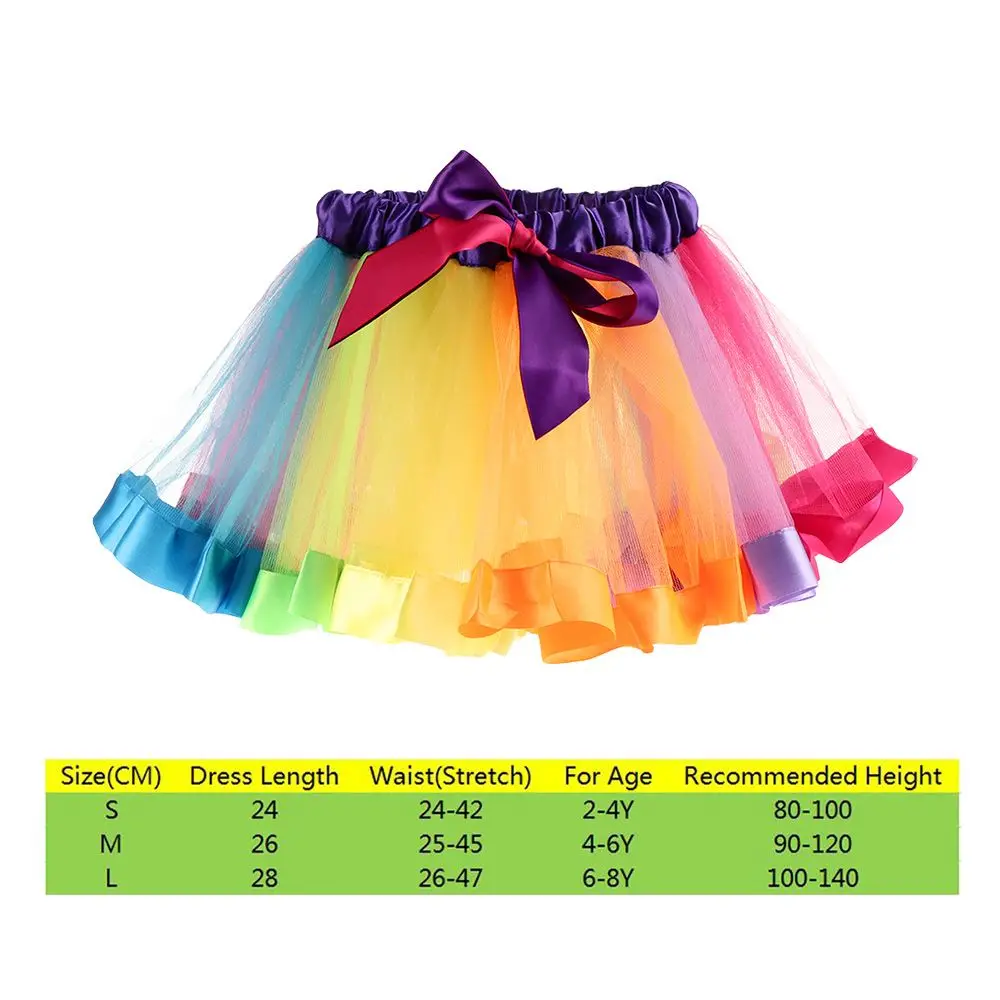 Multicolor Rainbow Tulle Princess Dance Skirt