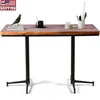 Small Space Dining Table Metal Base Solid Wood Top Kitchen Cafe Bar Counter Height Versatile Table Home Office 1
