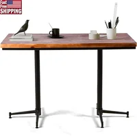 Small Space Dining Table Metal Base Solid Wood Top Kitchen Cafe Bar Counter Height Versatile Table Home Office 1