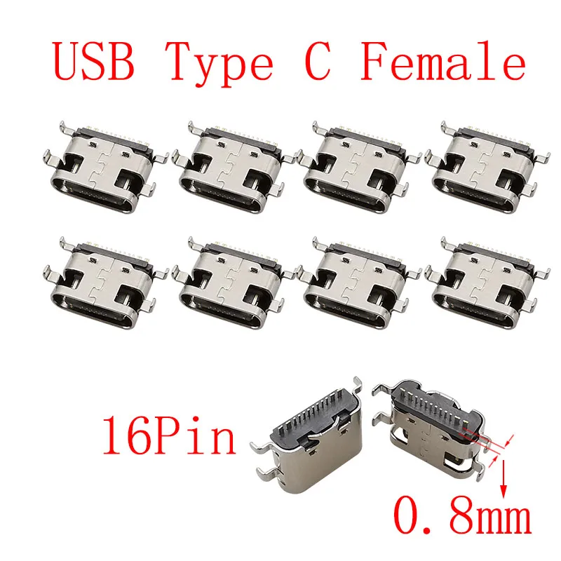 USB Type C Female Jack Charging Port Connectors - Pack of 10