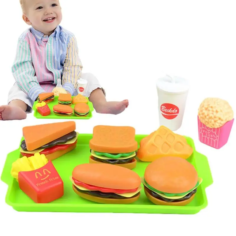 

Kids Fast Food Playset Removable Food Toys Burger Combo And Assortment Pretend To Play Food Set With Burger Fries Sandwich And A