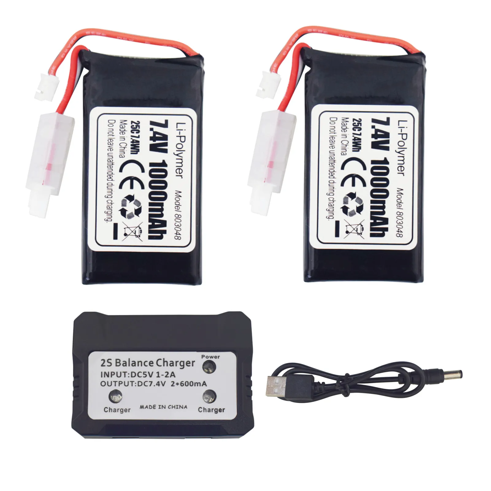 ZYGY 2PCS 7.4V 1800mah Batterie au Lithium Haut débit tête en T pour
