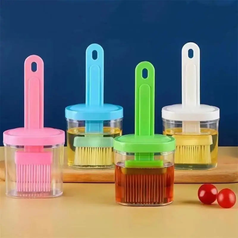 1Pc Oil Brush Pancake Oil Brush Integrated Pot With Bottle Kitchen Dustproof Baking Tool