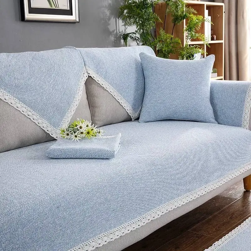 Four Seasons Universal Sofa Cover Cotton and Linen Couch Cover Anti-Pet Scratching Couch Protector Mat for Living Room Carpets 4