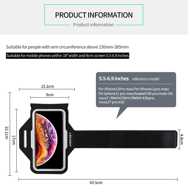 Ultra-thin Running Sports Armband For iPhone 15 14 13 12 11 Pro Max 15 Plus Universal Fitness Belt Arm Band Bag Pouch