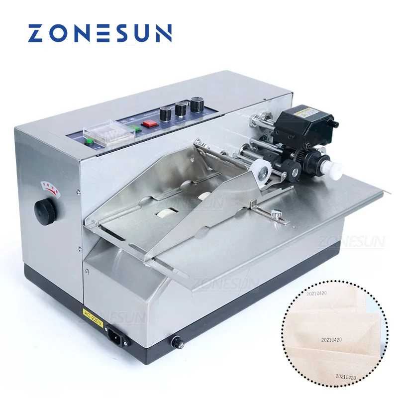 

ZONESUN Ink Roll Coding Machine Card Code Printer Produce Date Printing Machine Solid Ink Continuous Printing Machine ZS-MY380F