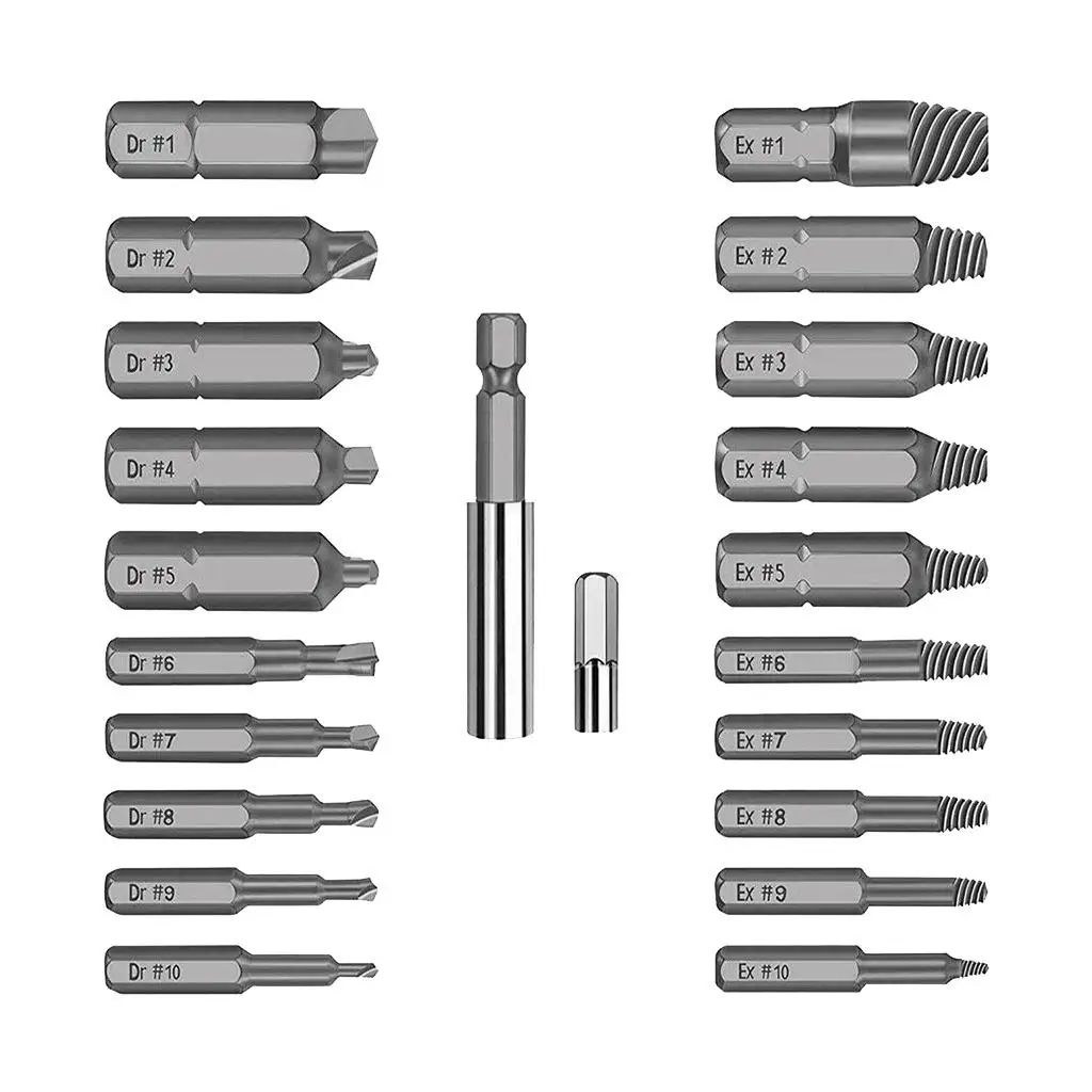 

Lots 22 Alloy Damaged Screw Extractor Easy Out Drill Bits Bolt Set