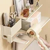 Cream Style Removable and Washable Bathroom Hair Dryer Storage Rack Without Punching Wall-mounted Bathroom Storage Rack 3