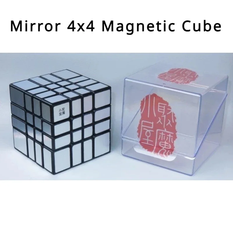 Puzzle 4x4 Mirror Cube Calvin's Puzzle 4x4x4 Magnetic Cube Black Body with Silver Label (Lee Mod) Cast Coated Magic Cube Toys jada toys bigtime muscle 1 24 2005 ford gt die cast car silver orange toys for kids and adults