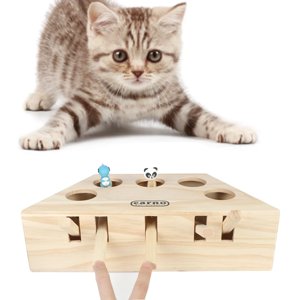 

Деревянная игрушка для кошек и охоты, привлекательная мышь для кошек с 3/5 отверстиями для мыши, Интерактивная головоломка, игрушки для домашних животных, популярный хомяк, поймать поклевку