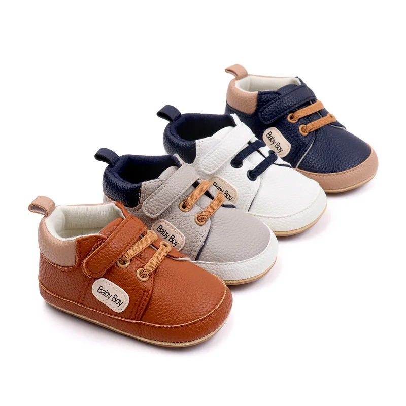 Toddler Boy PU Sneakers Casual Letter Print Cute Baby Flats Breathable Infant Walking Shoes Newborn Boy Shoes