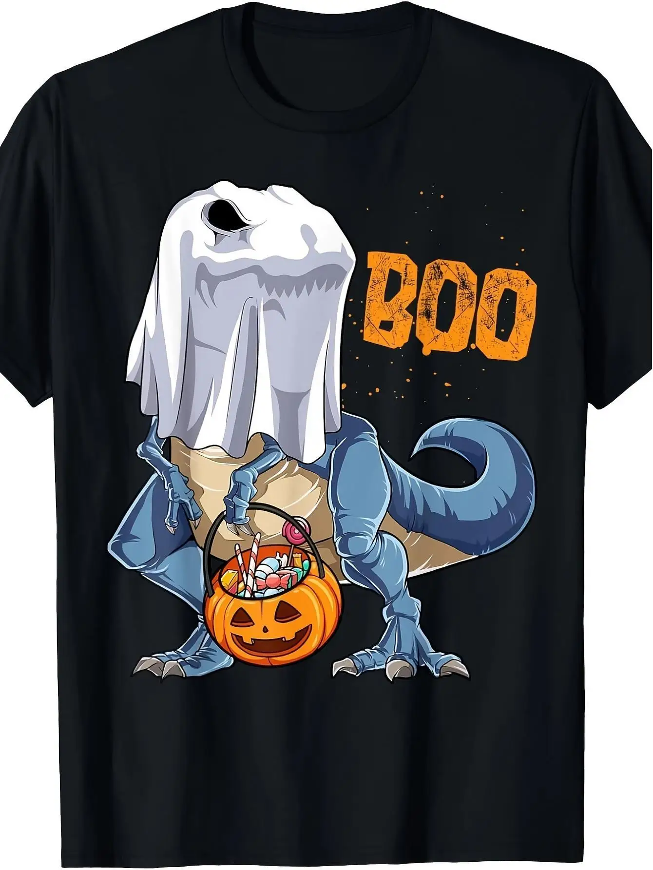 Boo Dinosaur Cotton T-Shirt — Size: S / Color: black