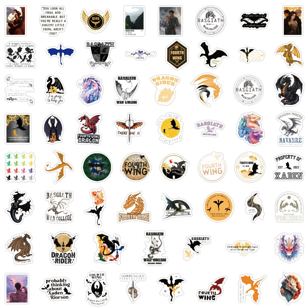 10/30/60/120PCS Cool Fourth Wing Anime Cartoon Stickers DIY Waterproof Phone Laptop Skateboard Luggage Guitar Joke Sticker Gift