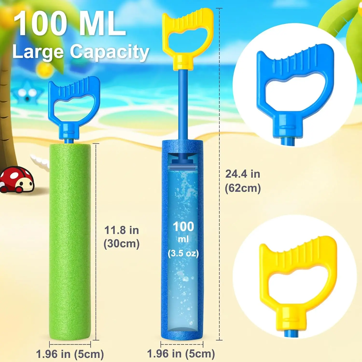 Foam Water Shooter, Water Guns Water Blaster for Swimming Pool Beach, Outdoor Water Squirt Gun Toys for Kids Adults-Color random 2