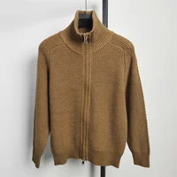 Cardigan de Luxe à Col Montant pour Homme, Vêtement Polyvalent, Simple, Fermeture Éclair, Solide, Document, Chaud, à la Mode, d'Hiver 5
