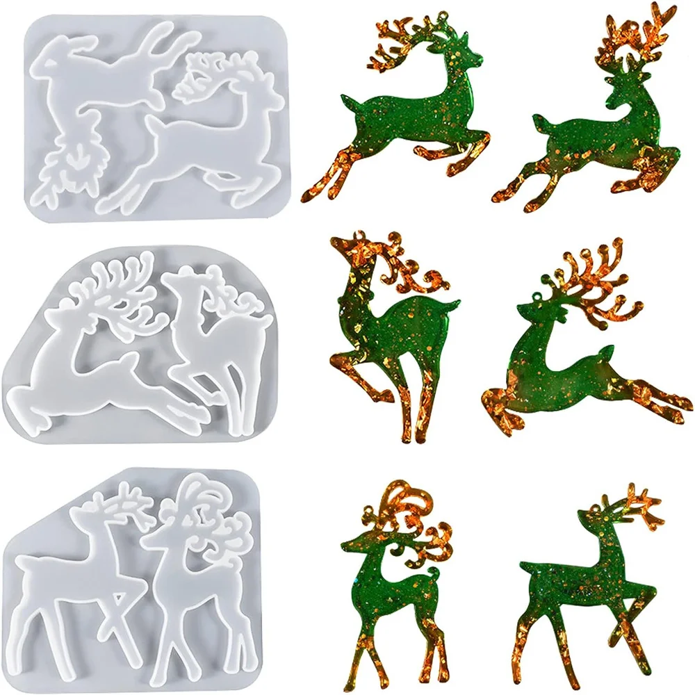 

Christmas Elk Shaped Silicone Mold DIY Epoxy Resin Mold Deer Elk Mold Christmas Tree Pendant Decoration Christmas Elk Mould