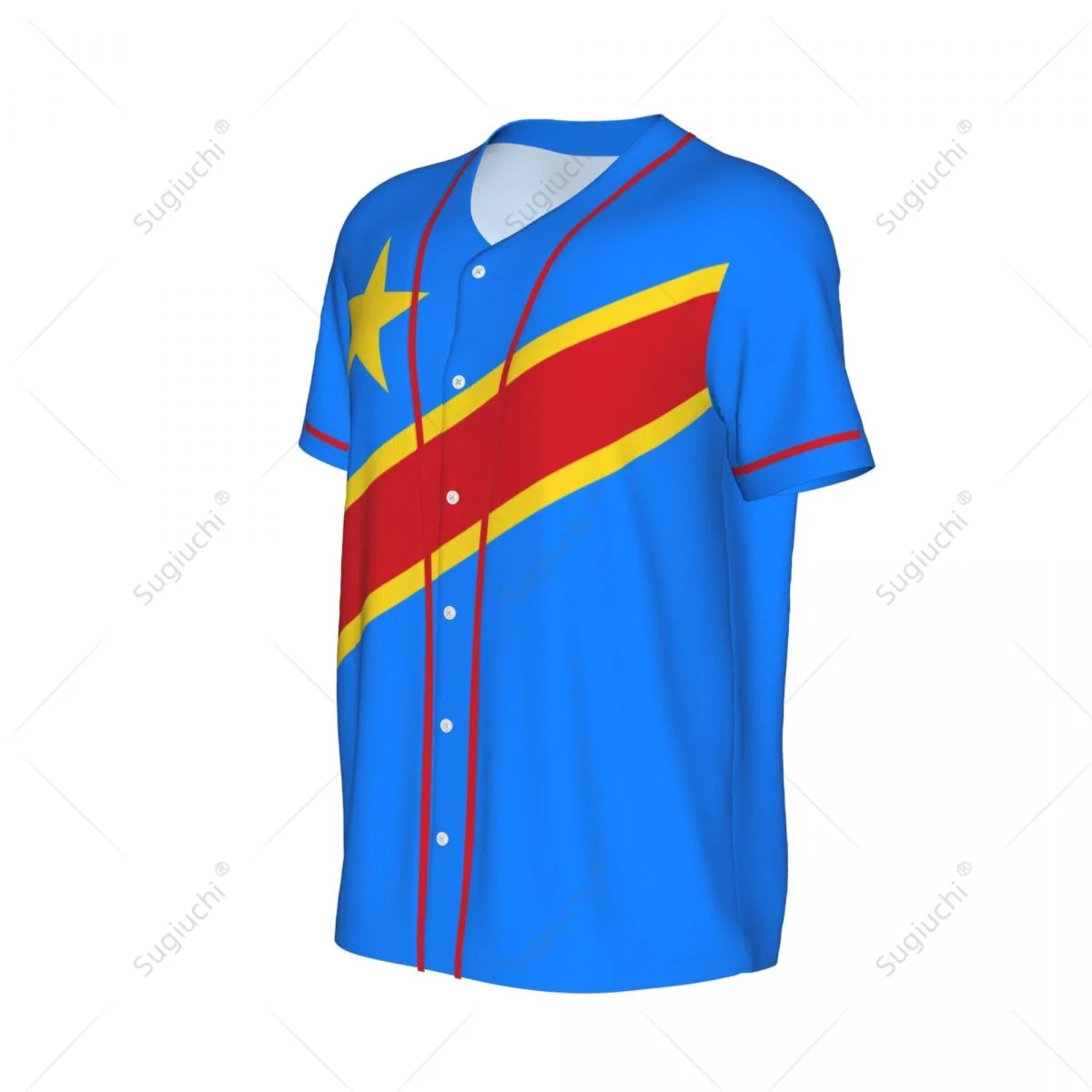 3D Printed Democratic Republic Of Congo Flag Men Baseball Mesh Sports T-shirt Tees Name Nunber