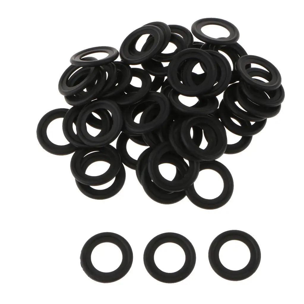 50PCS M14 Rubber Oil Crush Washers/Drain Plug Gaskets Compatible with Ford F5TZ-6734-BA