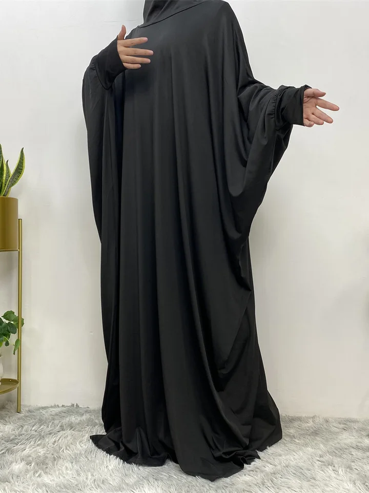2 stuks Jilbab effen jurken voor moslim vrouwen, lange khimar en rokken voor gebed en uitstapjes, losse losse tweedelige volledige afdekking, zwart, Eén maat 2 stuks Jilbab effen jurken voor moslim vrouwen, lange khimar en rokken voor gebed en uitstapjes, losse losse tweedelige volledige afdekking, zwart, Eén maat