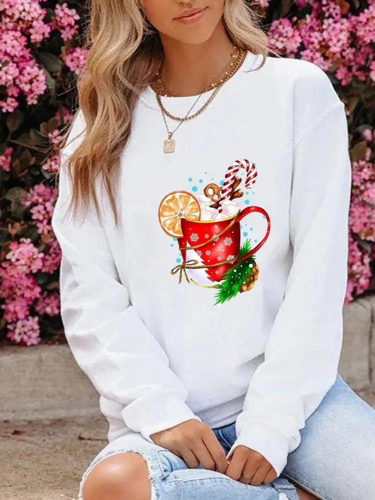 

Watercolor Sweet 90s Cute Clothing Christmas O-neck Fashion New Year Fashion Graphic Sweatshirts Casual Women Print Pullovers