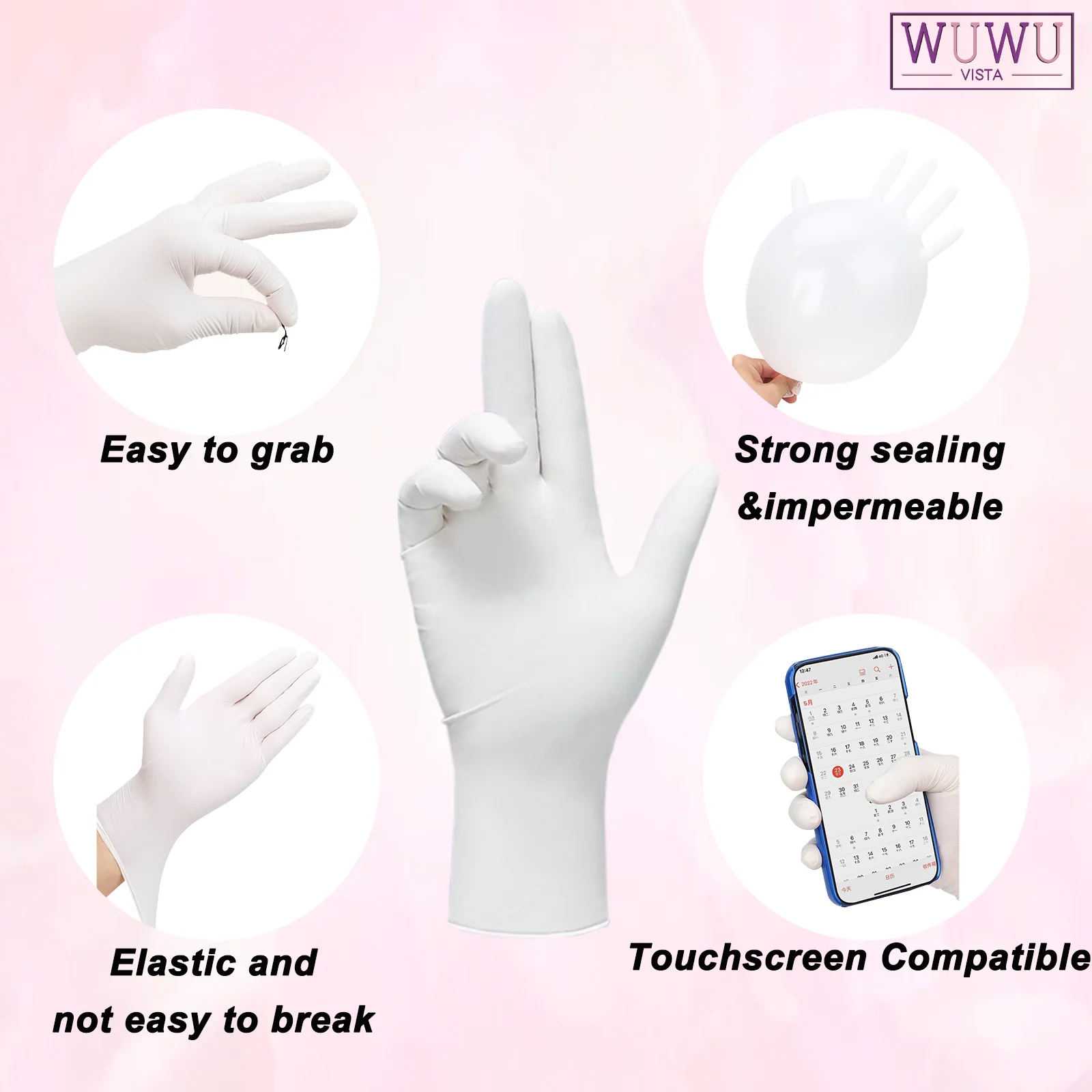 WUWUVISTA 30pair Individually Packaged Disposable Nitrile Gloves New Food Grade TPE Latex Gloves Non-Slip Gloves Wax Accessories 3