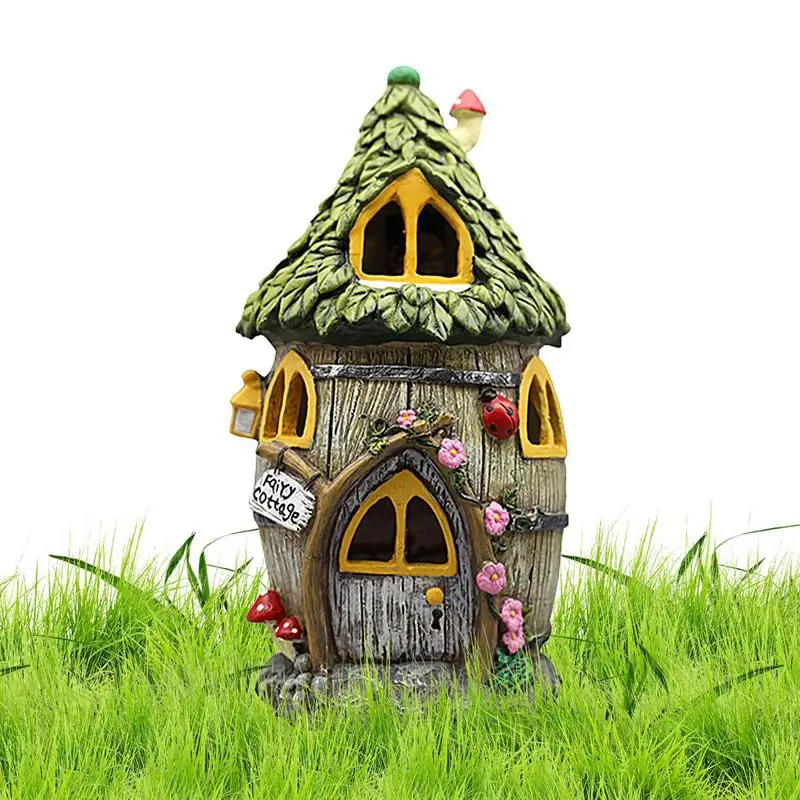 

Полимерная сказочная дверь для сада на солнечной батарее, статуи для дома, искусство на лице, двор, сказочные аксессуары, садовые статуи, украшение