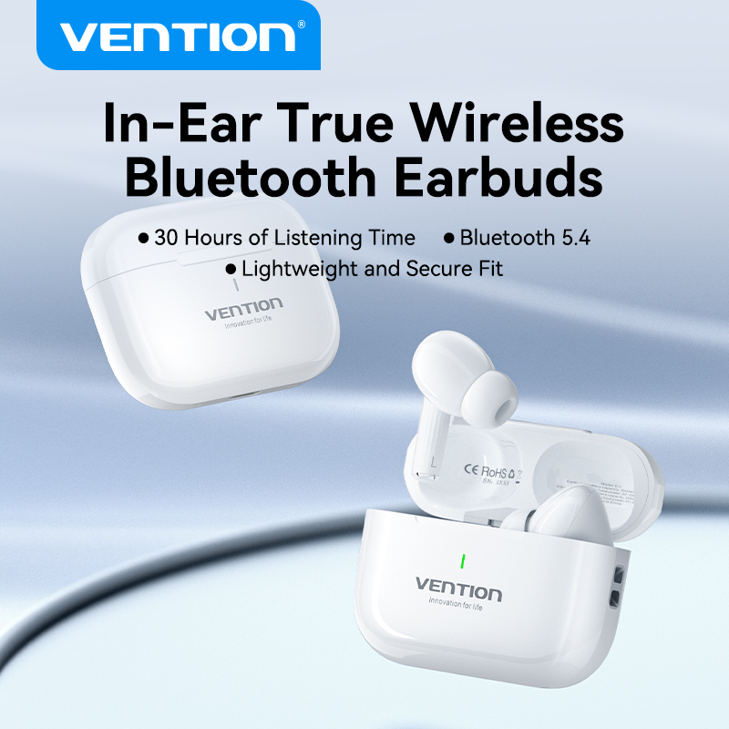 Vention Bluetooth 5.4 HiFi True Wireless Earphones With Charging Case Waterproof Headphones Stereo Sports With Mic TWS Earbuds