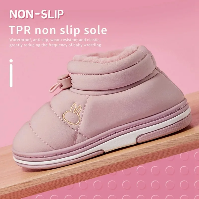 Winter Kids Children Boys Girls Winter Slippers Solid Non-slip Home Indoors Shoes Warm Child Baby Bedroom Shoes Slippers 5