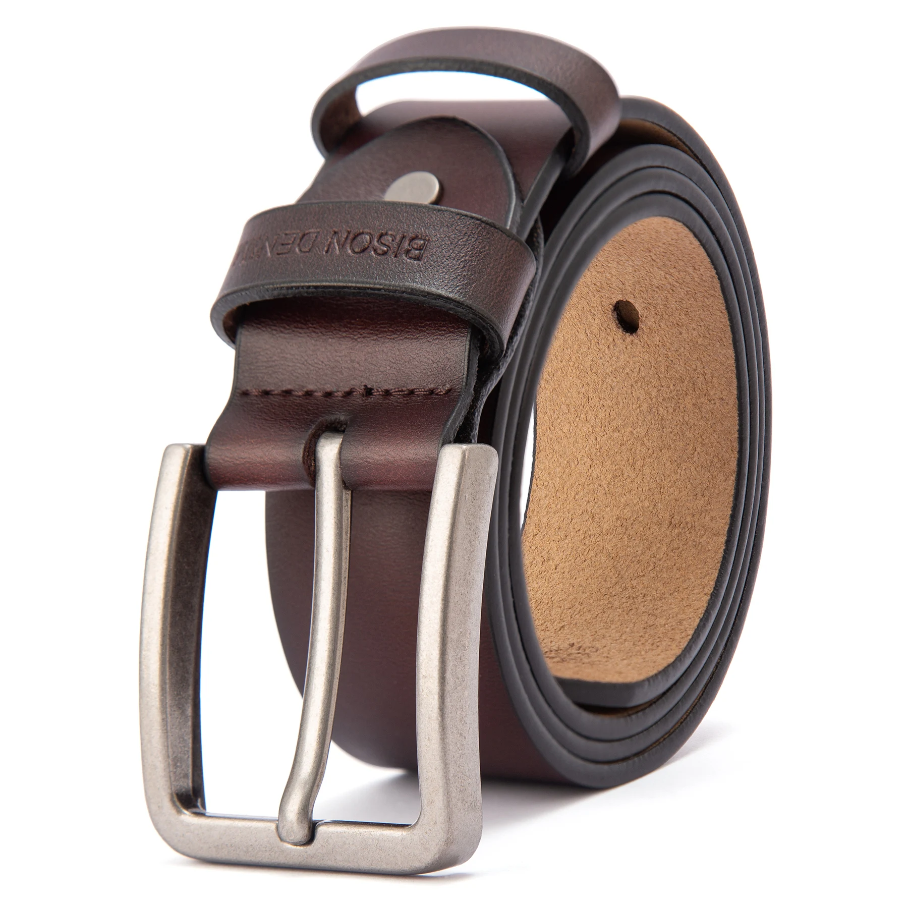 

BISON DENIM Belt For Men's High Quality Pin Buckle Waist Strap Luxury Brand Genuine Leather Male Belts For Jeans Free Shipping