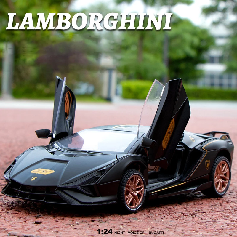 

1:24 Lamborghini Sian FKP37 модель автомобиля из сплава игрушка литая металлическая литейная игрушка автомобиль со звуком и фотографией игрушки для детей автомобиль