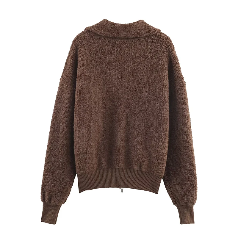 Women Jacket 2025 Autumn Lapel Long Sleeve Women's Coat Zipper Loose Female Streetwear Casual Outerwear Retro Lady Tops ﻿ ﻿